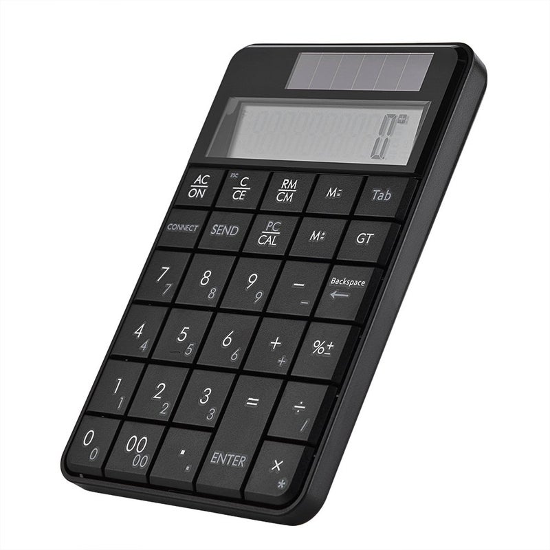 FOSA Compact USB keypad with Display Calculator Function, 29 Keys Portable Number Pad Mini Solar Power Smart Keypad & Office Calculators with LCD Display for Laptop PC - Image 1